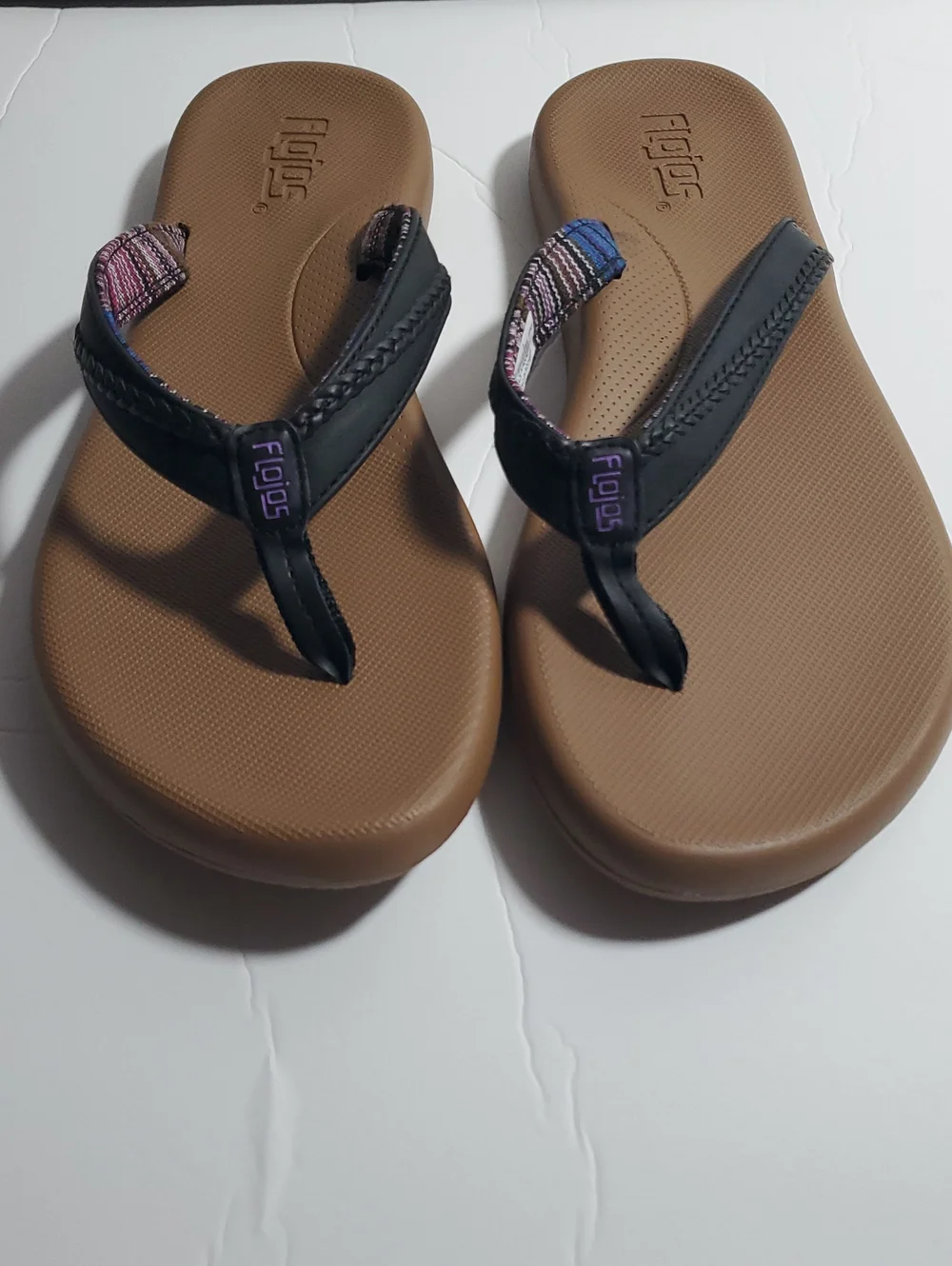 Flojos Flip Flops Size 9 Black Tan Women 9